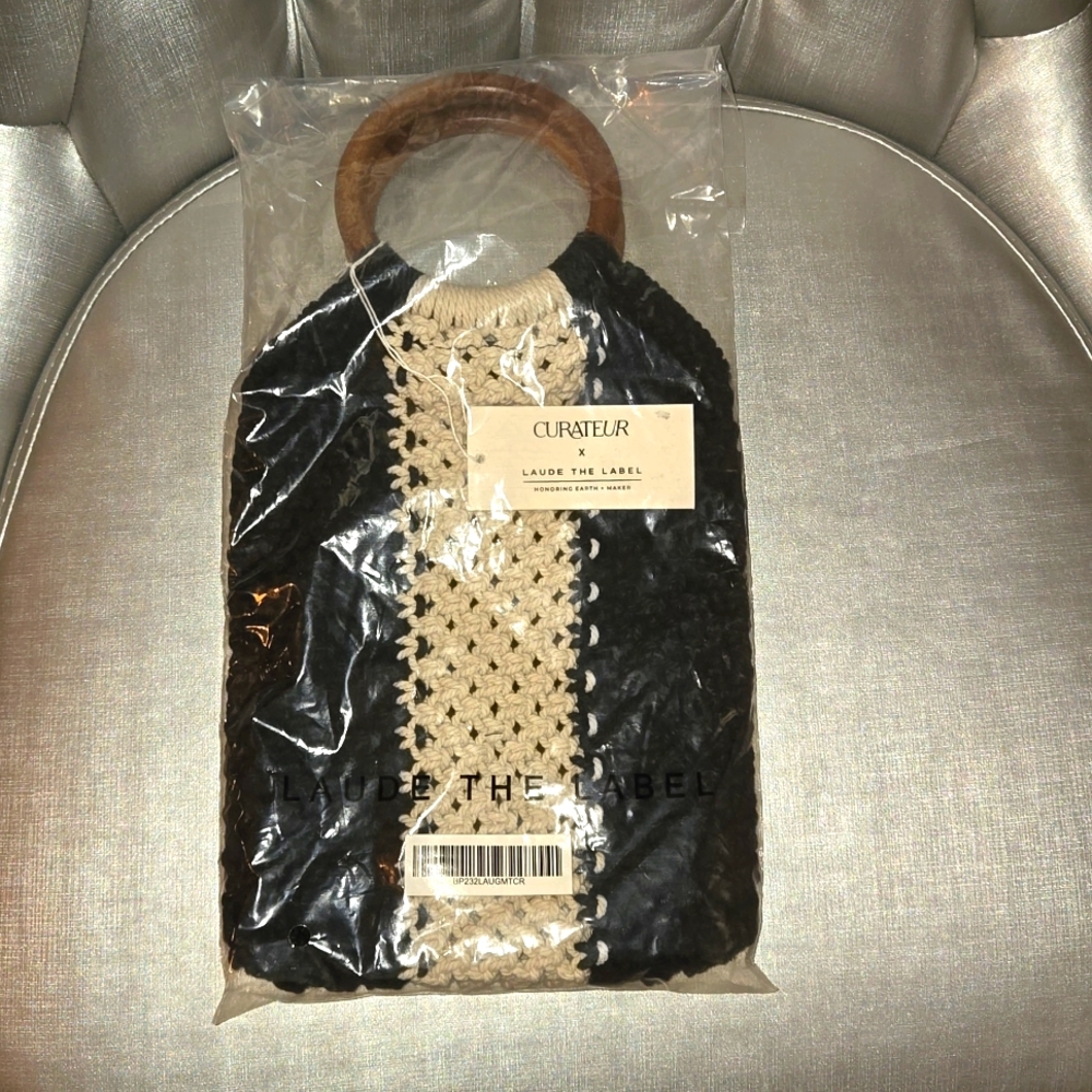 Curateur Laude The Label GABBY Black and White Small Macrame Bag SEALED